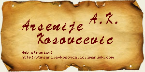 Arsenije Kosovčević vizit kartica